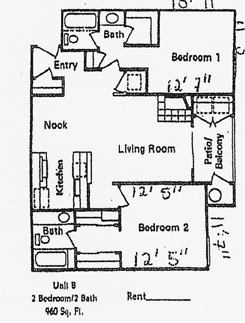 2 bedroom 2 bath floorplan